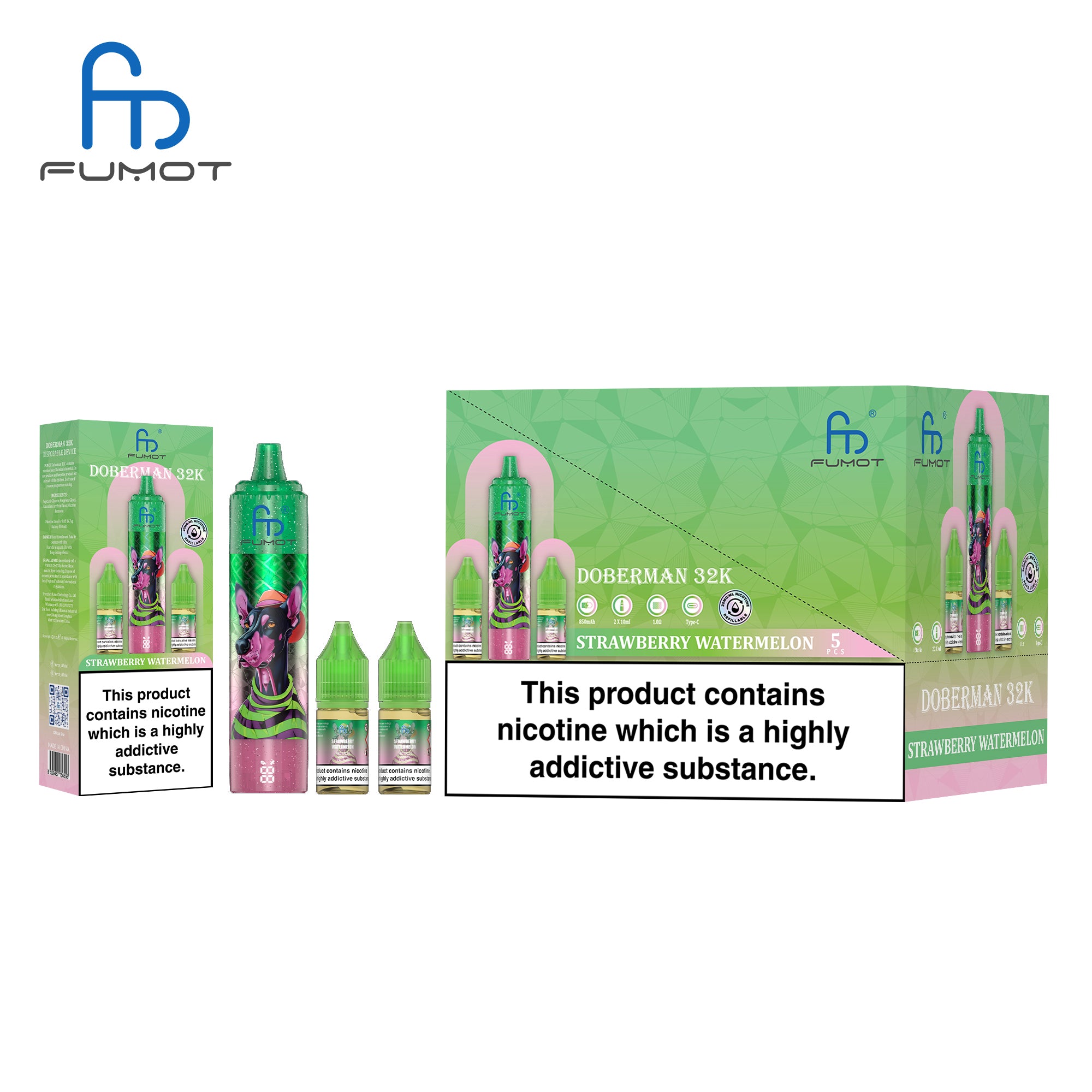 Strawberry Watermelon - Rechargeable Electronic Cigarettes - Fumot Doberman