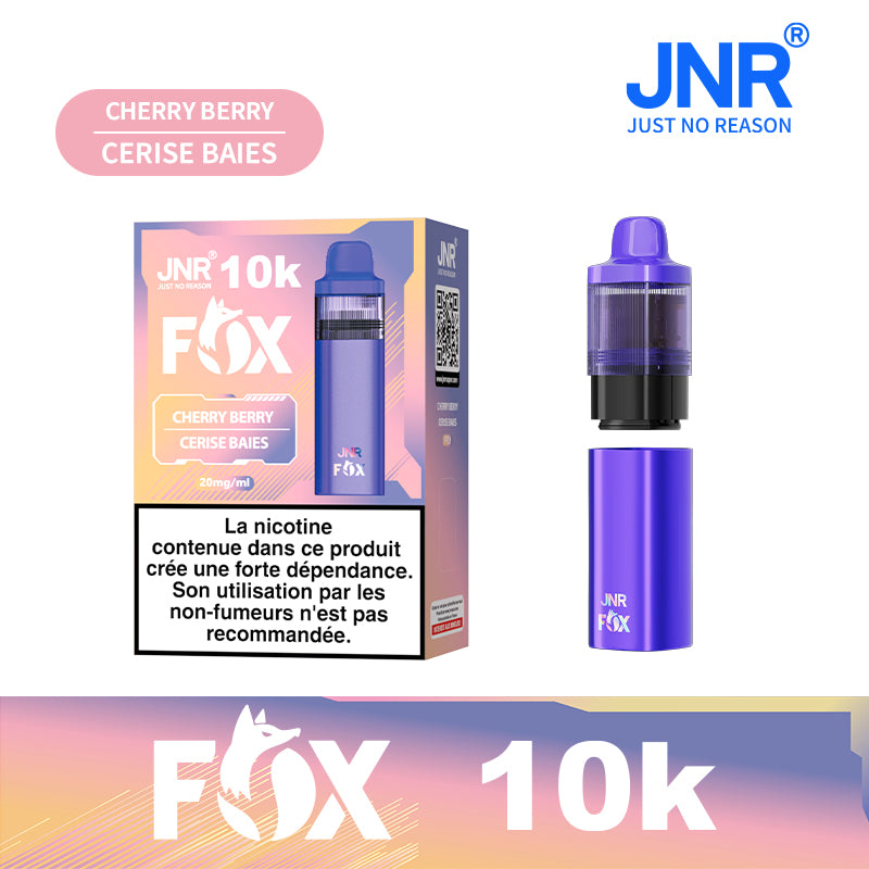 JNR FOX 10k Rechargeable - Cherry Berry | Puff Cerise Baies 10000 Bouf JNR FOX 10k Rechargeable - Cherry Berry | Puff Cerise Baies 10000 Bouf