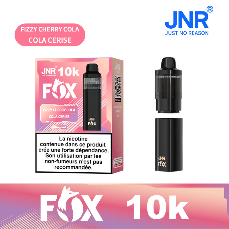 Puff JNR FOX 10k Cherry Cola : La Vape Cola Cerise Rechargeable aux 10000 Puffs