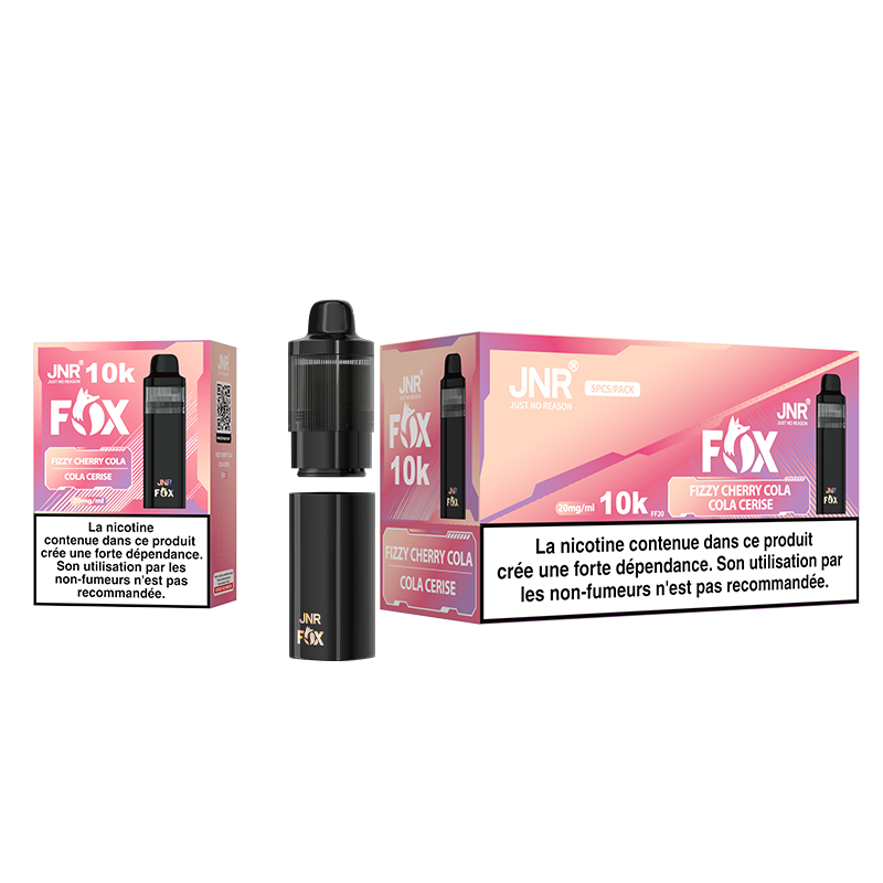 Puff JNR FOX 10k Cherry Cola : La Vape Cola Cerise Rechargeable aux 10000 Puffs
