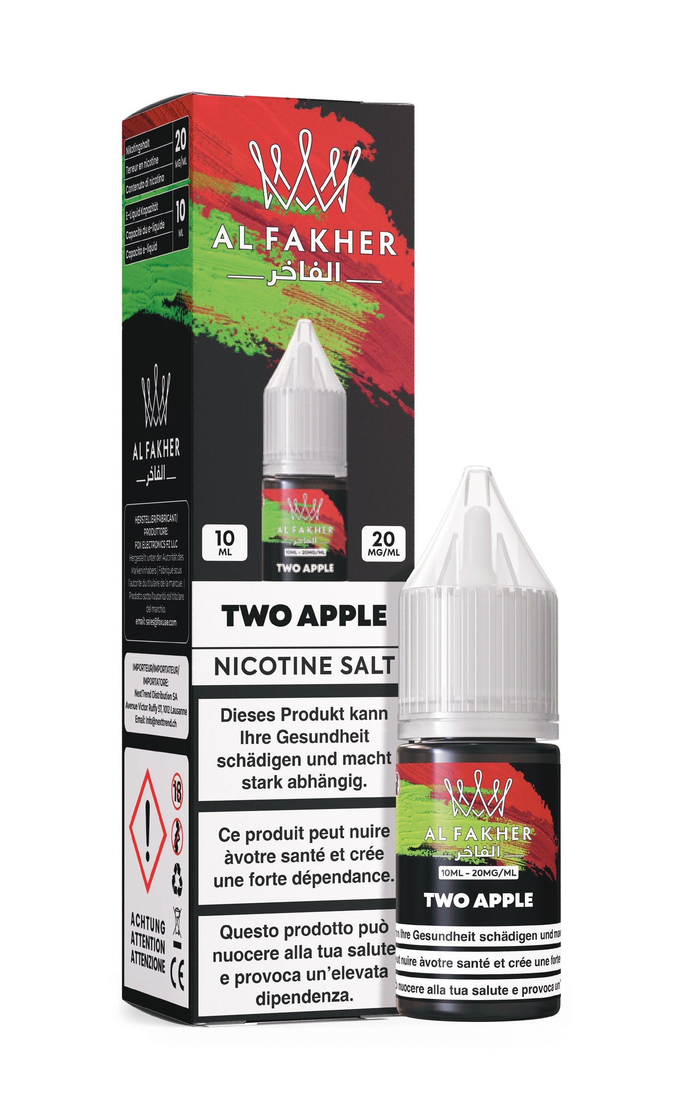 Al Fakher Two Apple - E-liquide aux sels de nicotine - 10 ml - 20 mg/ml