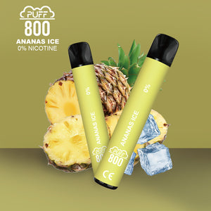 Vape jetable sans nicotine - PUFF 800 - Ananas Ice