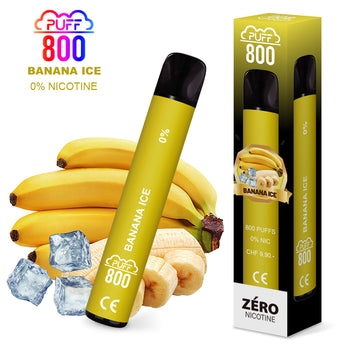 Vape jetable sans nicotine - Puff 800 - Banana Ice
