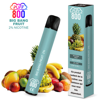 Vape jetable avec nicotine - Puff 800 - Big Bang Fruit