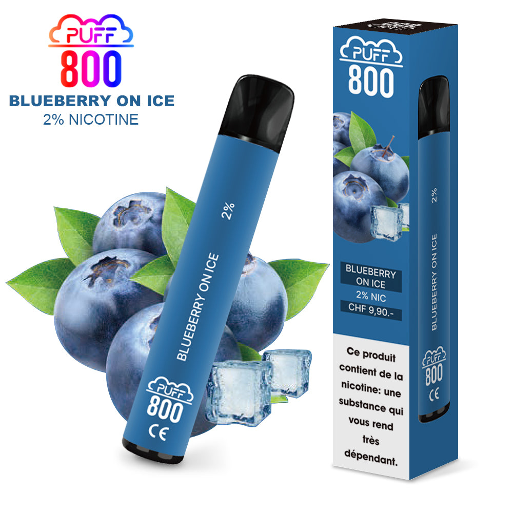 Vape jetable avec nicotine - Puff 800 - Blueberry on Ice
