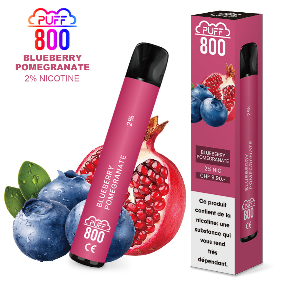 Vape jetable avec nicotine - Puff 800 - Blueberry Pomegranate | puff 800 2%,puff8002%