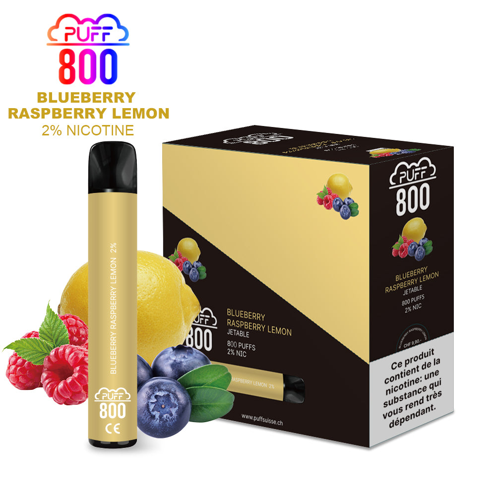 Vape jetable avec nicotine - Puff 800 - Blueberry Raspberry Lemon