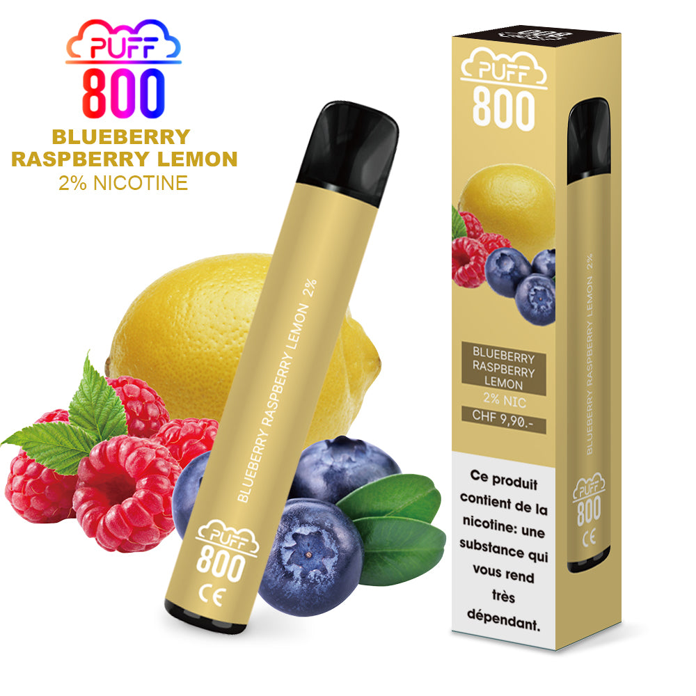 Vape jetable avec nicotine - Puff 800 - Blueberry Raspberry Lemon | puff 800 2%,puff8002%