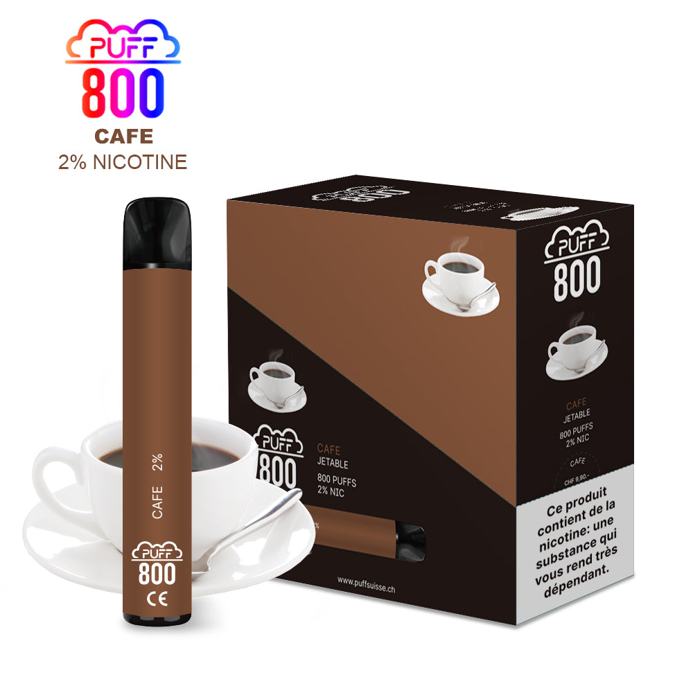 Vape avec nicotine à la saveur café - Puff 800