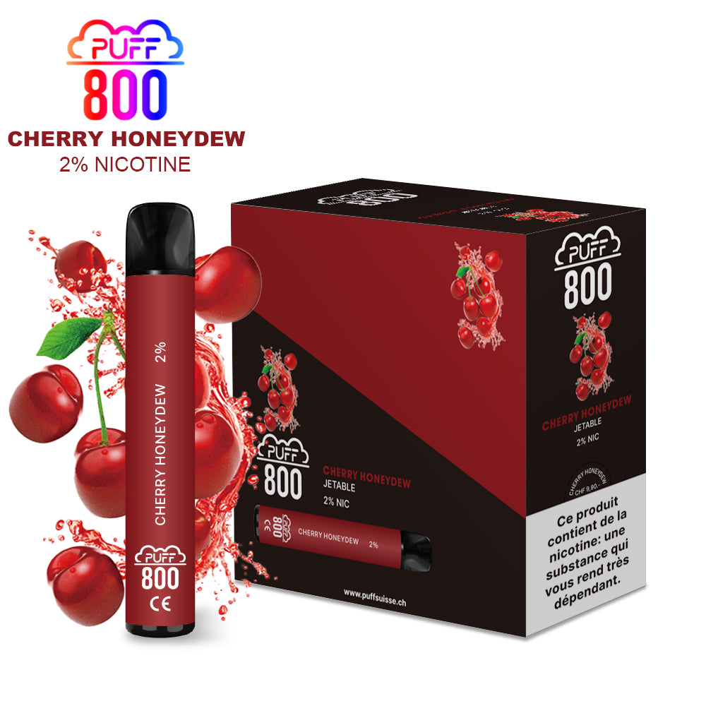 Vape jetable avec nicotine à la saveur Cherry Honedew - Puff 800 | puff 800 2%,puff8002%