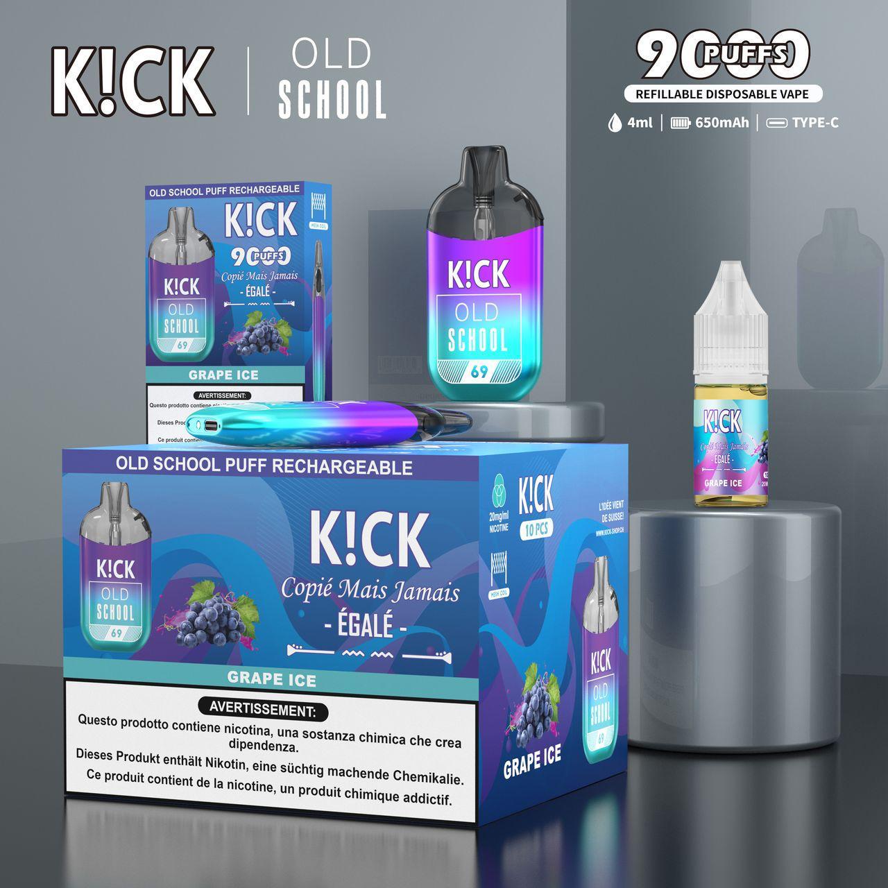 Grape Ice - Puff KIK - Rechargeable avec Pod 10 ml – 4000 Puffs – 2%