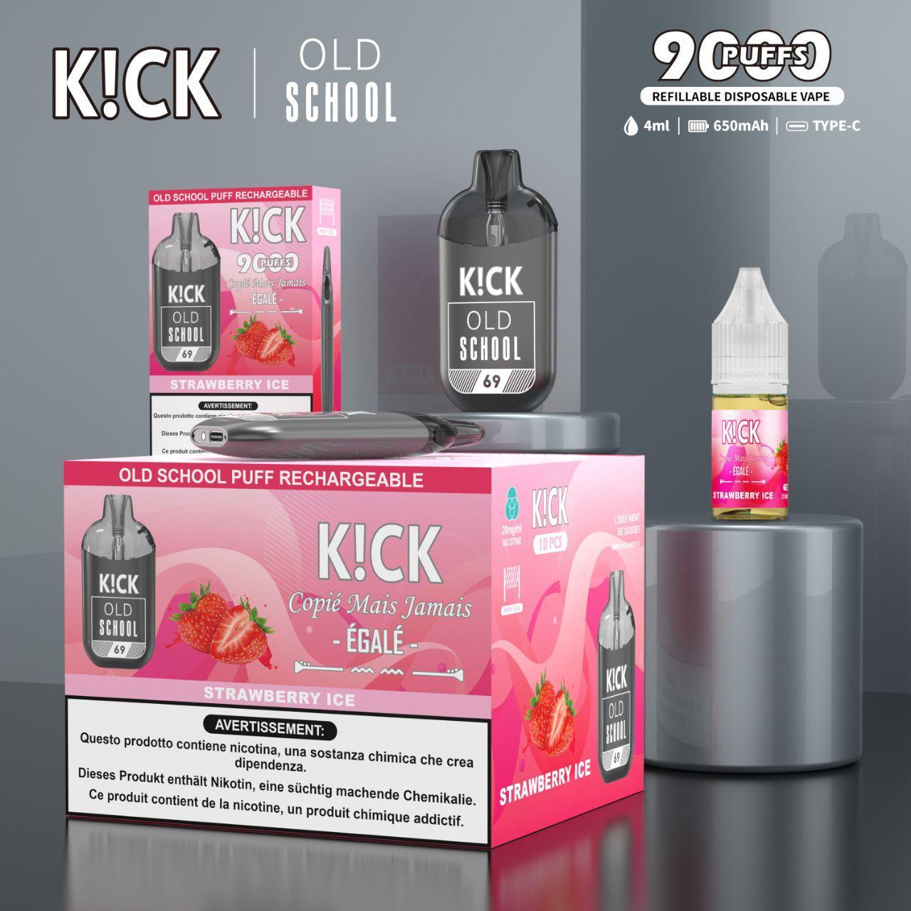 Strawberry Ice - Puff KIK - Rechargeable avec Pod 10 ml – 4000 Puffs 2%