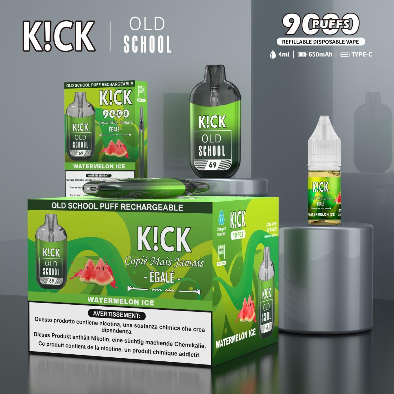 Watermelon Ice - Puff KIK - Rechargeable avec Pod 10 ml – 4000 Puffs 2%