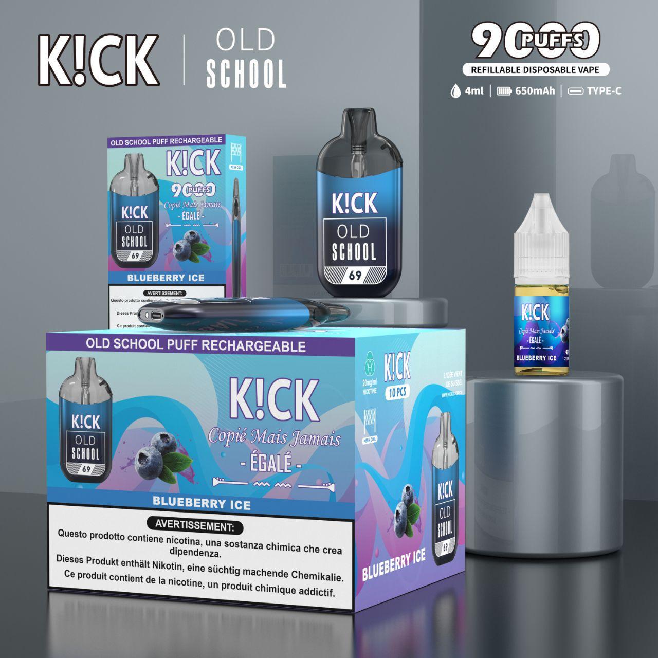 Blueberry Ice - Puff KIK - Rechargeable avec Pod 10 ml – 4000 Puffs 2%