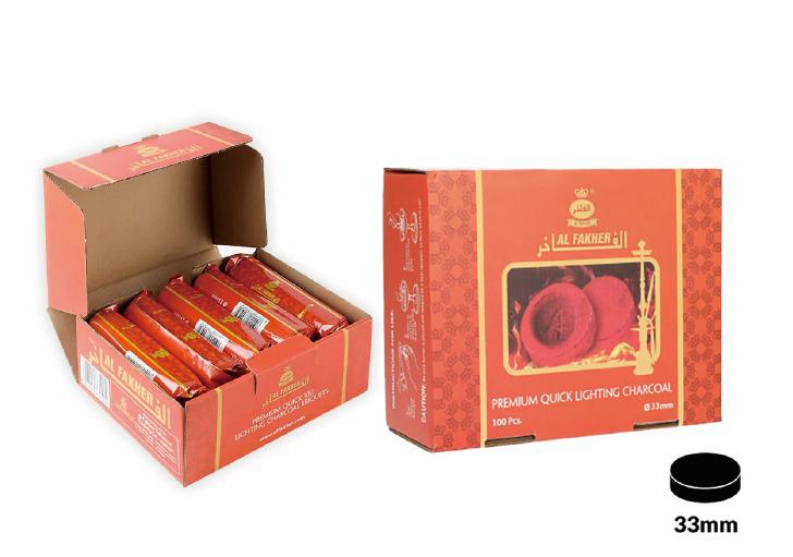 Box of 100 Quick-Light Al Fakher Charcoals 33mm - Premium Hookah Charcoal